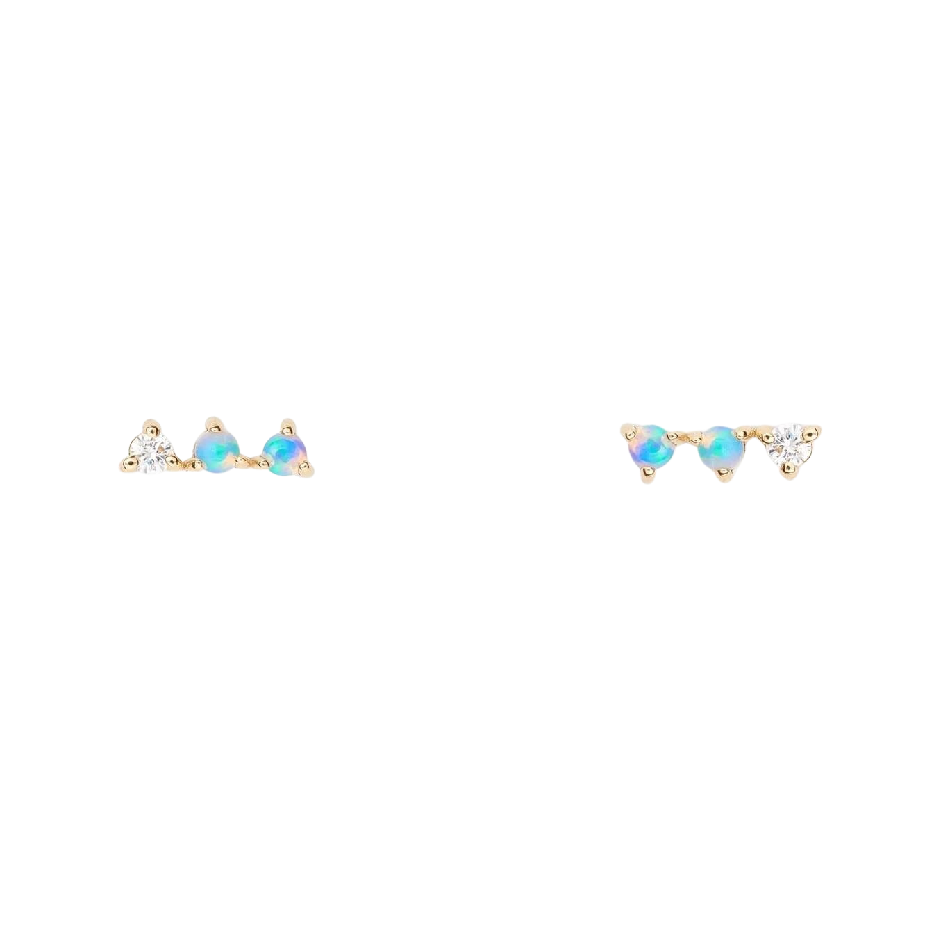 Wwake | Three-Step Opal and Diamond Stud Earring (Single) – LAPIS