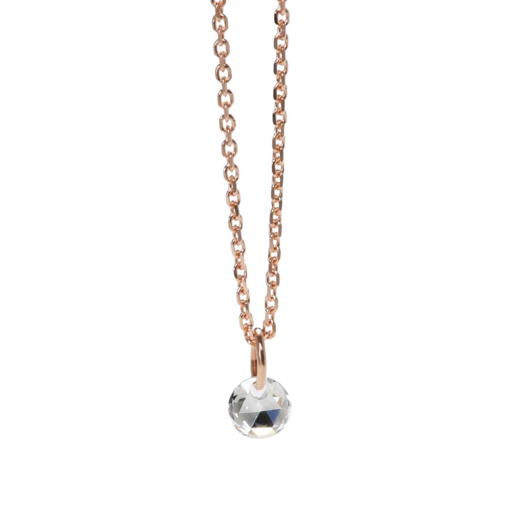 Sircaim rose gold necklace with diamond, front view