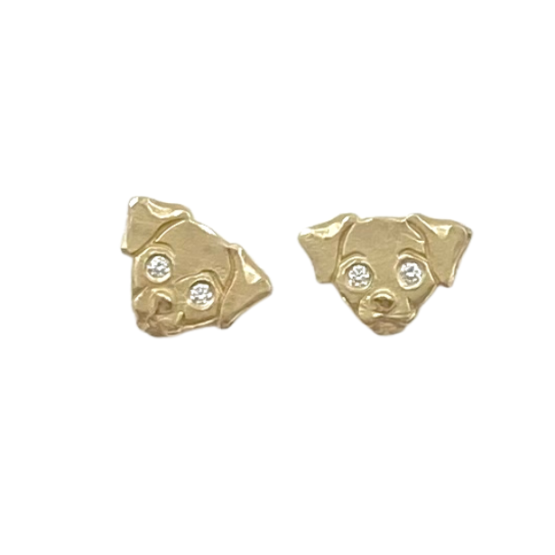 Victoria Cunningham | Puppy Stud Earring with Diamond (Single)