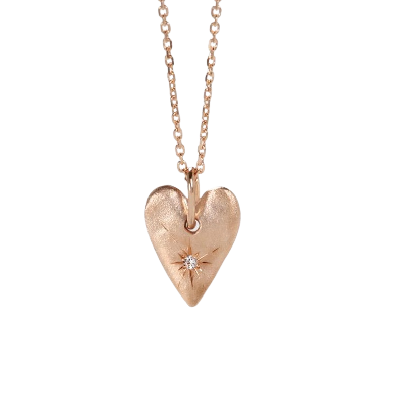 Sirciam rose gold heart necklace with diamonds, front view