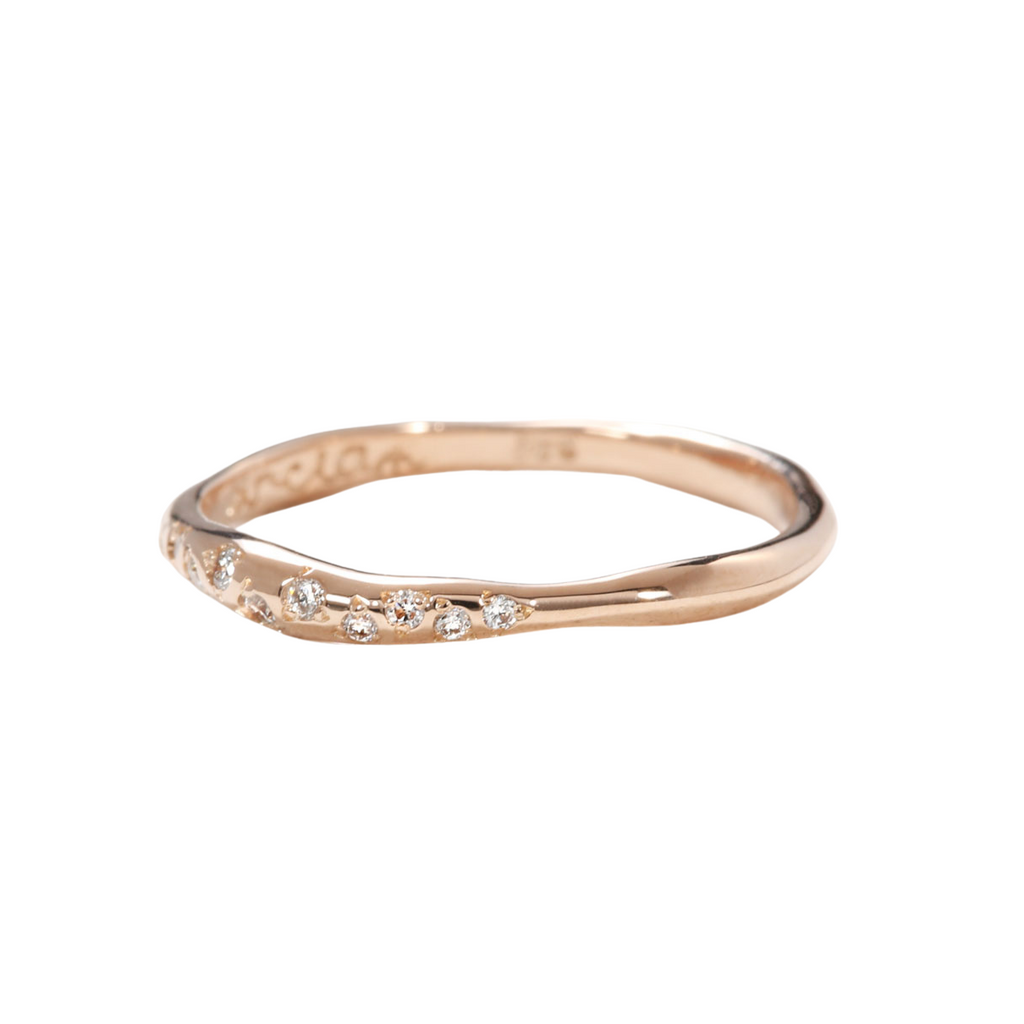 Sirciam rose gold band with diamonds, side view