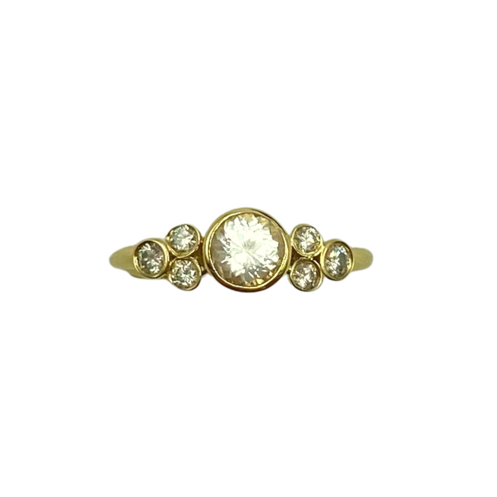 Emily Amey gold and silver ring with quartz, front view