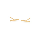 Zoe Chicco gold bar stud earrings, angled front view