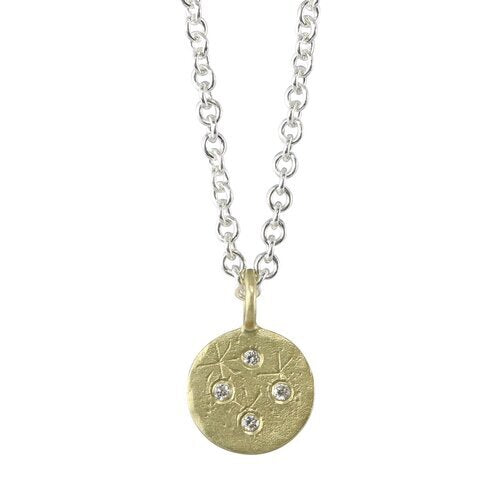 Sarah Swell silver chain necklace with gold pendant and diamond, front view