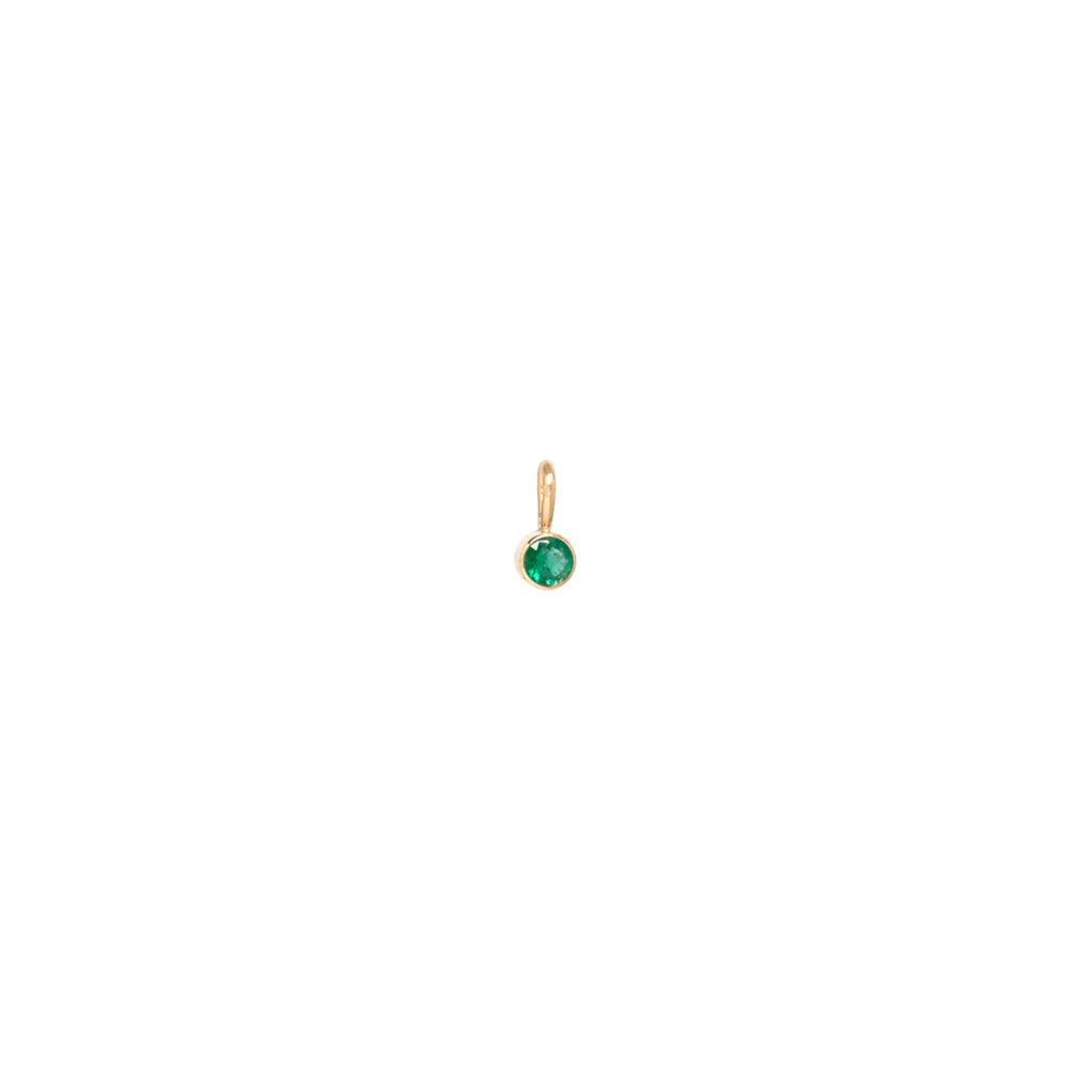 Zoe Chicco gold charm with emerald, front view