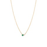 Zoe Chicco gold necklace with emerald and diamond, front view