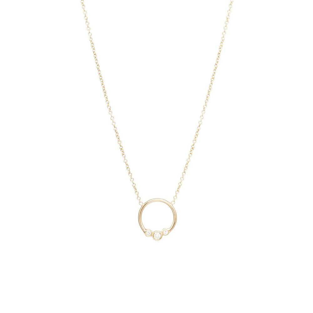 Zoe Chicco | Small Graduated Bezel 3 Diamond Necklace