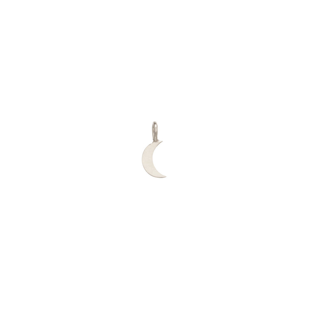 Zoe Chicco white gold crescent moon charm, front view