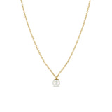 Zoe Chicco gold necklace with pearl pendant, front view