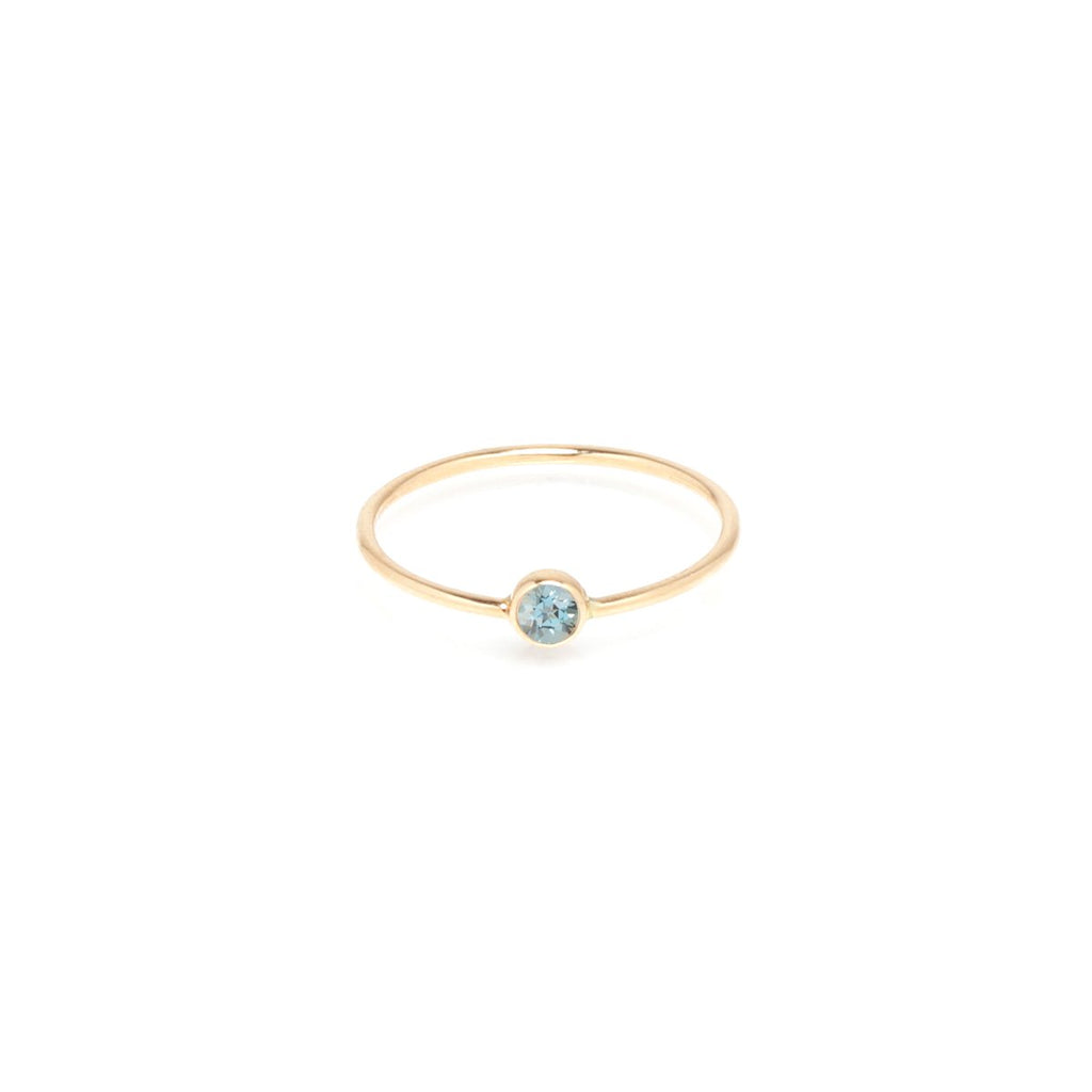 Zoe Chicco gold ring with aquamarine, front view