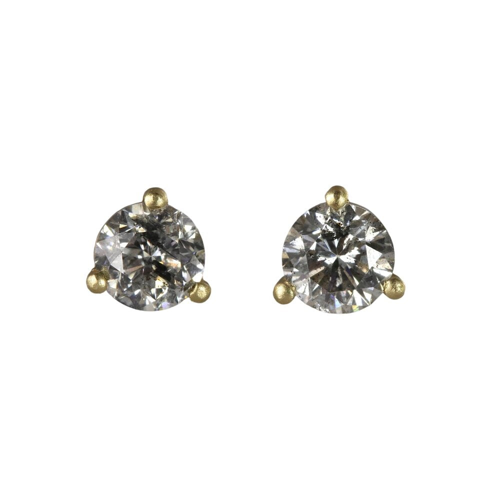 Sarah Swell gray diamond prong stud earrings, front view