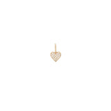 Zoe Chicco gold heart charm with pave diamonds, front view