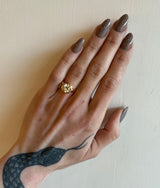 Single Stone gold ring with diamond on model, top view