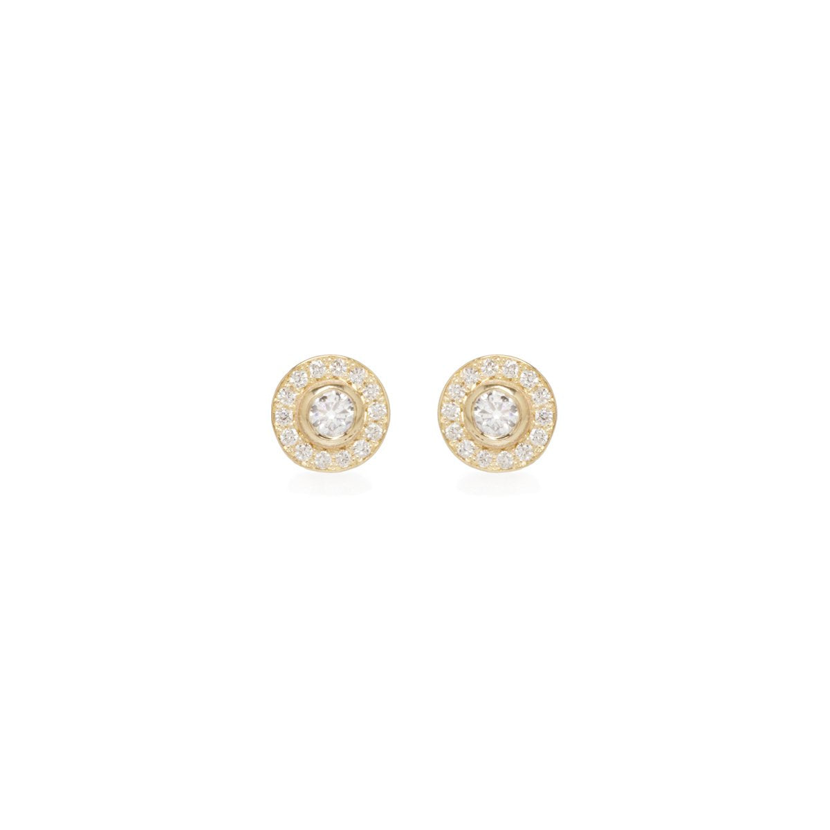 Zoe Chicco gold and pave diamond stud earrings, front view