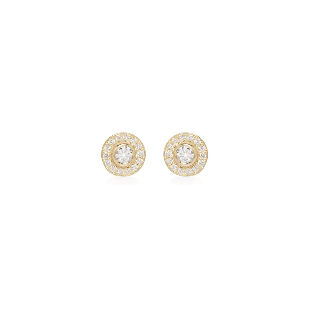 Zoe Chicco gold and pave diamond stud earrings, front view