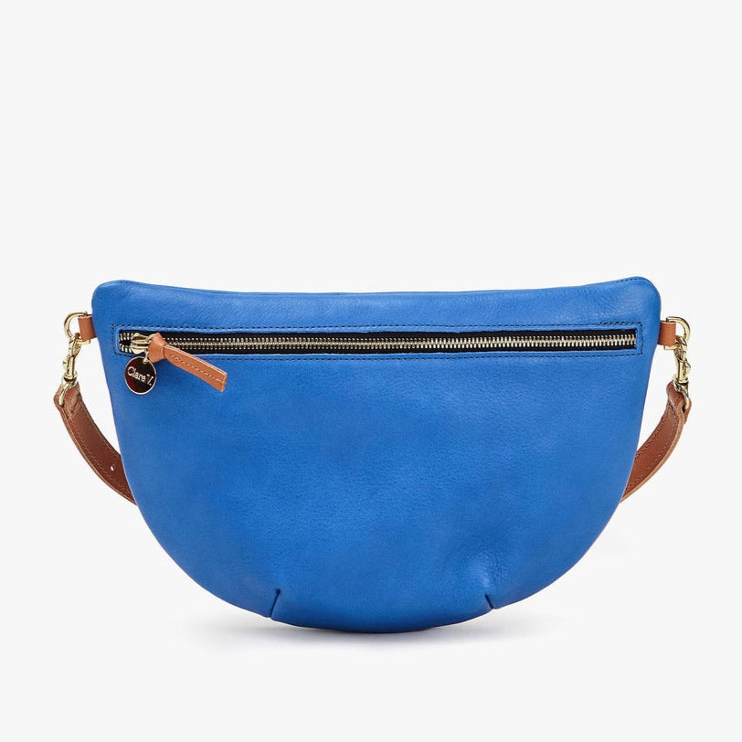 Clare V. Midi Sac in Taupe Mousse w/ Electric Blue & Poppy - Bliss Boutiques