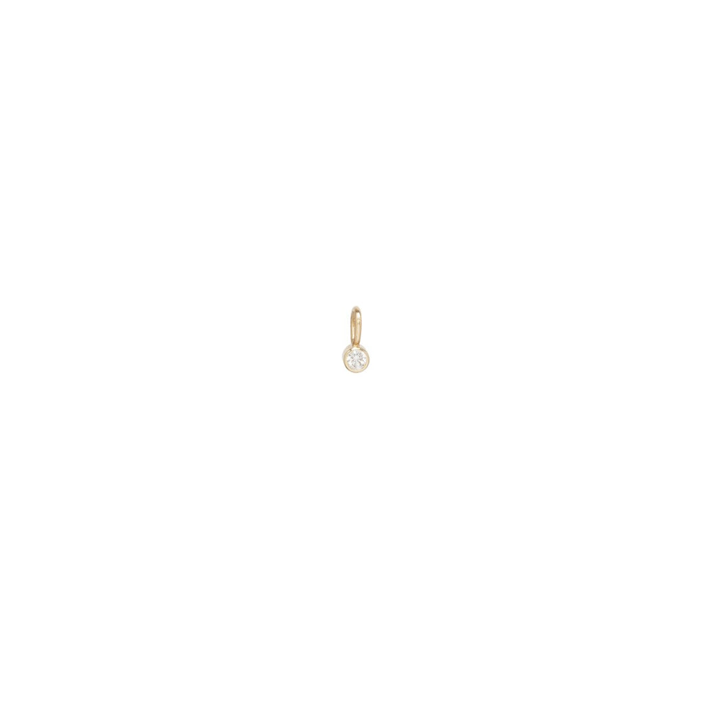 Zoe Chicco gold charm with diamond, front view
