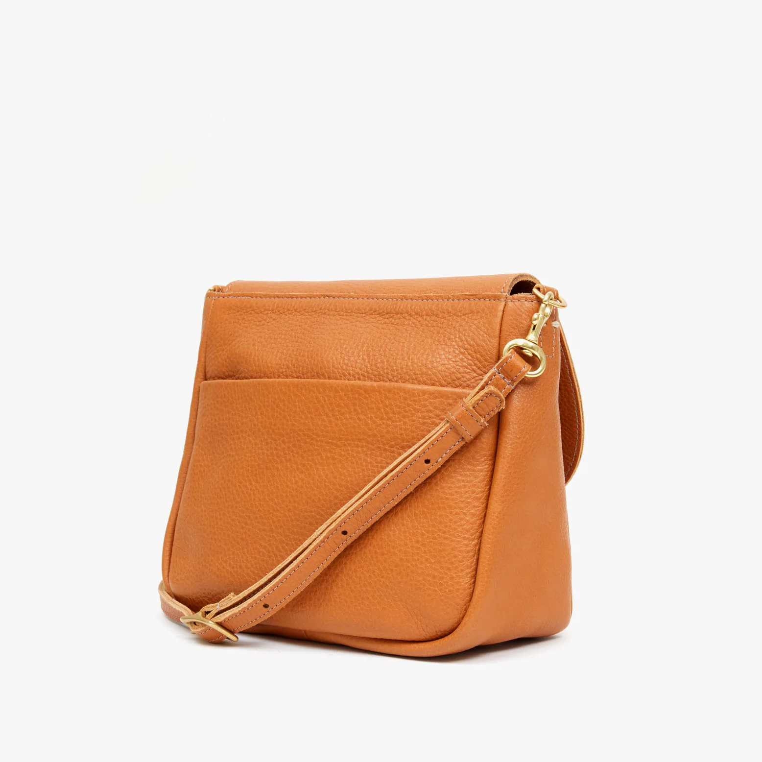 Clare V. Tan purse with strap, back view