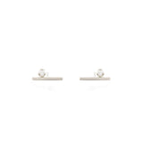 Zoe Chicco white gold bar earrings with diamonds, front view