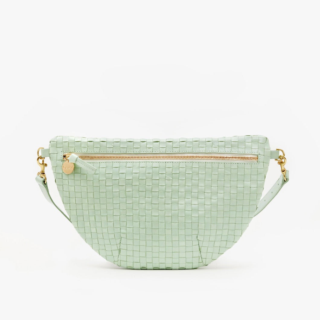 Clare V Crocodile Belt Bag Clare Grande Fanny, Woven Checker, Mist