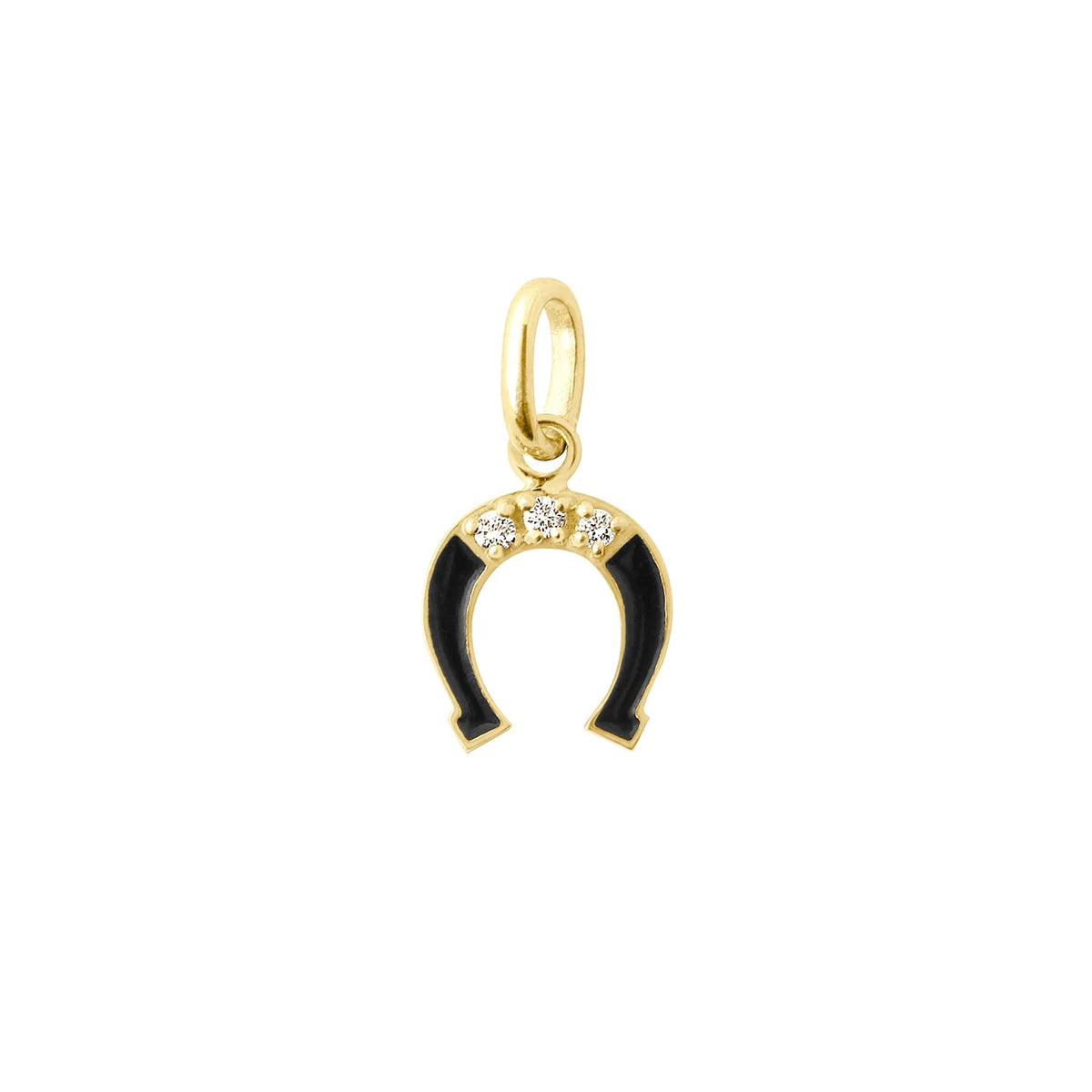 Black Horse Shoe Charm with Diamonds