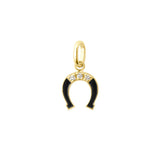 Black Horse Shoe Charm with Diamonds