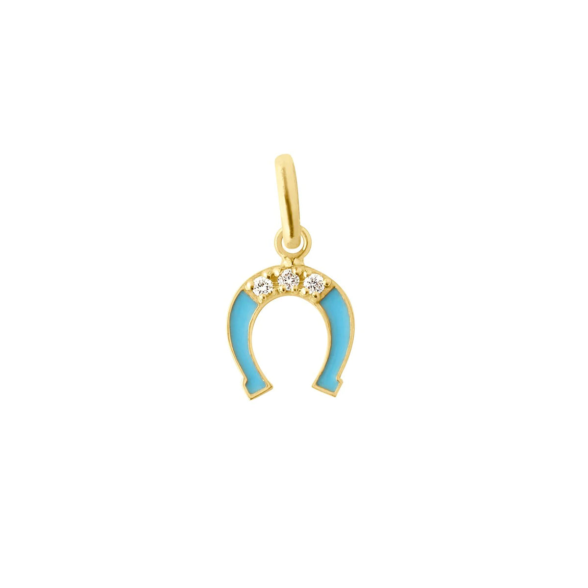 Turquoise Horse Shoe Charm with Diamonds