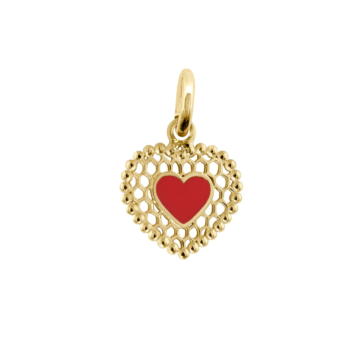 Poppy Lace Heart Charm